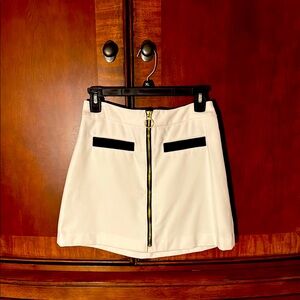 Express White Skirt with Black and Gold Details